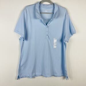 Old Navy Size XXL Short Sleeve Fitted Pique Polo Shirt Top Blue Cotton Blend
